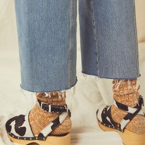 Free People X Unalira Leather Fur Kaia Clogs